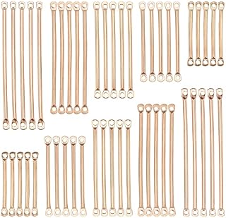 SUNNYCLUE 1 Box 150Pcs 5 Size Bar Link Charm Iron Earring Bar Connectors 2 Hole Stick Strip Long Vertical Rectangle Blanks Pendants for Jewelry Making Charms Findings Accessory, Gloden