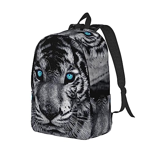 Sac à dos voyage ordinateur blanc tigré avec compartiment école - 2