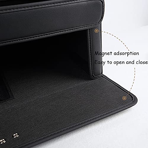 Organizador de maletero de coche, caja de almacenamiento impermeable con base antideslizante, contenedor plegable de 2 niveles para SUV, sedanes, camping, artículos esenciales de viaje, piel sintética