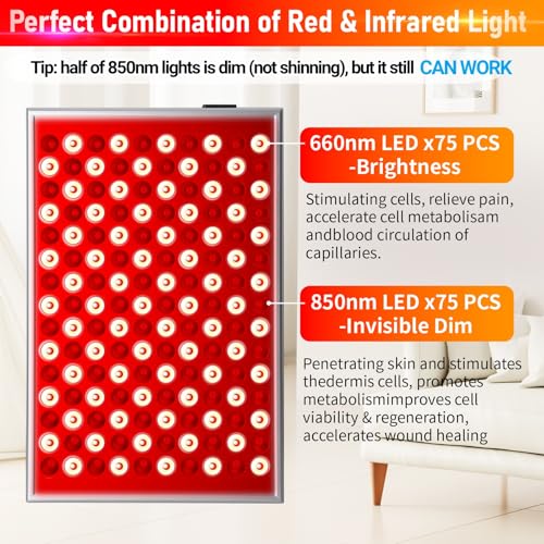 Dugsdg Red Light Therapy, Red Light Therapy Lamp For Body,Red Infrared Light Therapy Panel With Stand,Deep 660Nm And 850Nm Near Infrared Led Red Light Therapy Device At Home For Face Pain Skin Back thumb #1