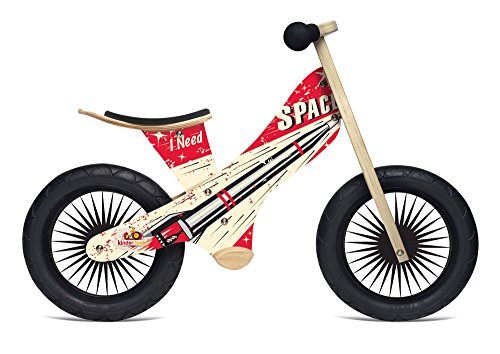 Kinderfeets Retro Wooden Balance Bike, Classic Kids Training No Pedal Balance Bike, Rocket