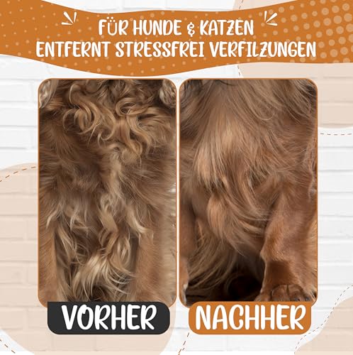 Golden Pets Entfilzer Kamm I Hunde- & Katzenbürste mittel bis langhaar geeignet I Kleine - große Tiere I Abgerundete Zinken I + E-Book Pflegehandbuch