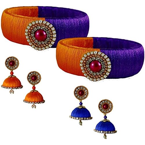Silk Bangles And Jhumkas Earrings Set