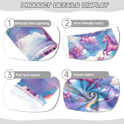 Happy Purple Unicorn Girls Leggings Kids Yoga Pants Dance Active Tights 4T3