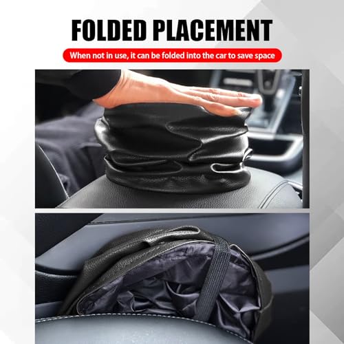 Image of 1 PC Car Trash Can, Mini Hanging Storage Bucket, Compression Folding Waterproof Storage Box, Creative Car Storage Bag, Universal for Most Cars (Black), LEELAD2201BL-1PC