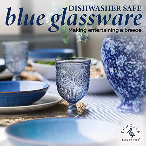 Yungala Blue Wine Glasses Set Of 6 Blue Goblets - Blue Glassware For Vintage Wine Glasses, Colorful Wine Glasses, Colored Glassware Or Glass Goblets #TOP2