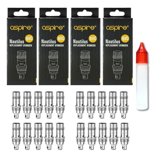 【ノーチラスコイル 4箱セット】Aspire Nautilus 交換用 コイル 4箱(合計20個)+ エンプティボトル1本 for Nautilus Nano Tank, Nautilus 3 Tank, Nautilus 322, Nautilus 3S