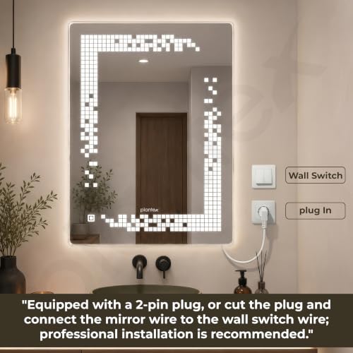 Image of Plantex LED Mirror for Wash Basin with 3 Tone /Designer Mirror for Living Room /Bedroom /Dressing Room - Rectangle Shape (18 X 24 Inch)