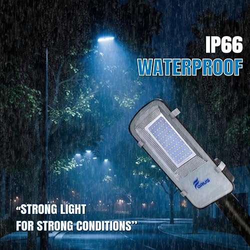 Image of Forus 50W LED Street Light with Clamp, IP66 Waterproof Outdoor LED Street Light, High Lumen 6000lm Blue, Aluminium Body for Road, Parking Lot, Garden & Industrial Outdoor Lighting (1 Pc)