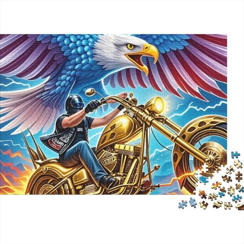 Puzzle de 1000 piezas para adultos con diseño de águila motera en papel compacto de 38x26cm
