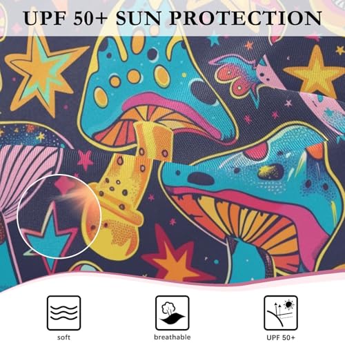 CaTaKu Girls One Piece Swimsuit Mushroom Star Toddler Bathing Suit Long Sleeve UPF 50+ Rash Guard Swimwear 3-12Y4