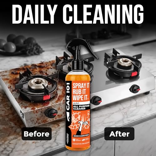 Image of CAR 101 All Purpose Cleaner With Towel - 300ml (Pack Of 2)|Multi-Surface Deep Cleaning Formula for Car Interior & Exterior|Spray for Dashboard,Kitchen,Leather,Bike & Equipment|Fast-Acting Dirt Remover
