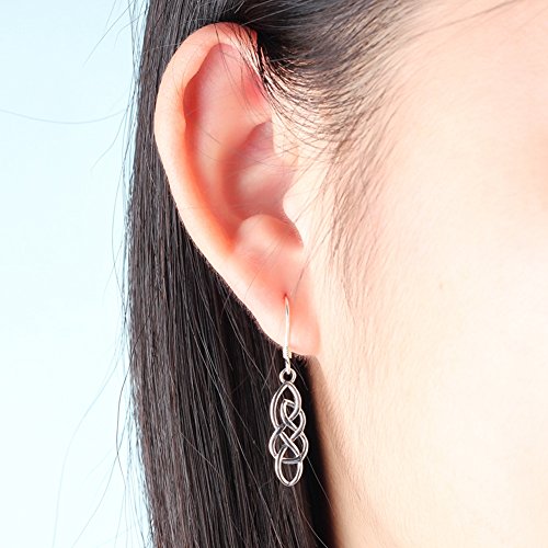 925 Sterling Silver Celtic Knot Braided Promise Statement Party Drop Earrings (Silver)2