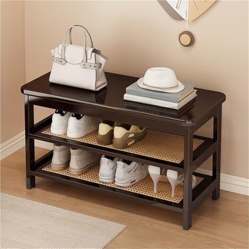 Banc à chaussures compact 3 niveaux avec coussin d'assise amovible
