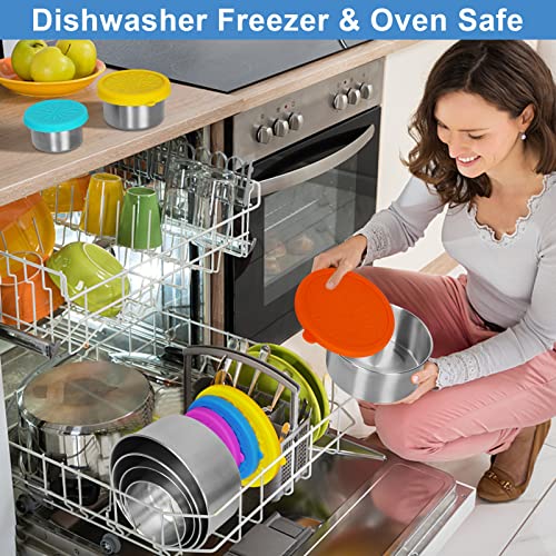 Leepenk Stainless Steel Food Containers With Silicone Lids Leakproof Snack Containers For Kids Adults Set Of 6 Metal Food Storage Containers (50,100,220,400,680,950Ml) Durable For School Lunch,Picnic #TOP5