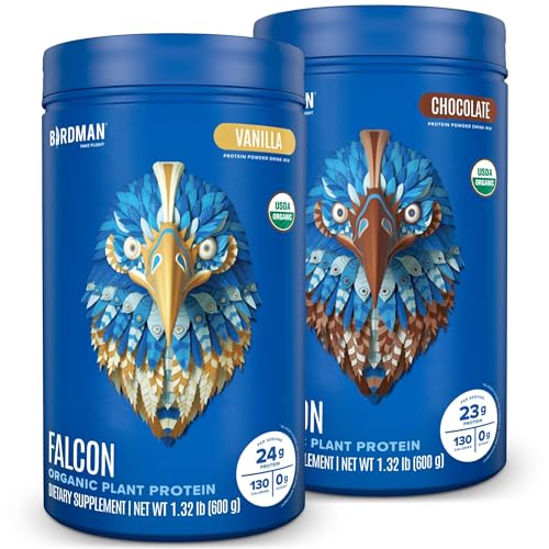 BIRDMAN Falcon Vegan Protein Powder Organic, Stevia & Sugar Free,...