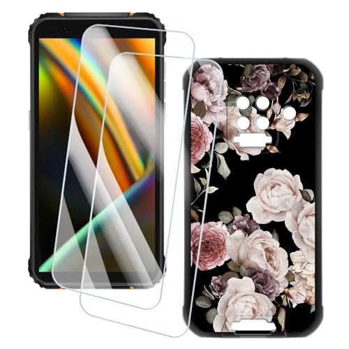 OAGELIM 2�Z�b�g �X�N���[���v���e�N�^�[ + �P�[�X Blackview BV5100 Pro (5.7 �C���`) �Ƃ̌݊������� �A�[�e�B�X�e�B�b�N�J�X�^���v�����g�J�o�[�Ƌ����K���X�t�B���� �X�N���b�`�h�~ (��)