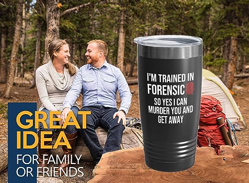 Forensic Black Edition Ringneck Tumbler 20oz - Trained In Forensic - Forensics Anthropologist Pathologist DNA Analysts Forensic Scientist Professor Gift