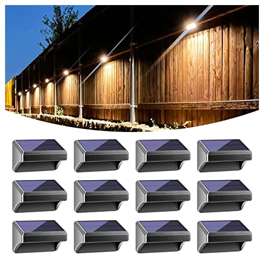 Bridika Solar Fence Lights Warm White & White, Solar Outdoor Wall Lights, Fence Solar Lights Outdoor Waterproof for Step, Backyard, Fence, Wall, Patio, Deck Railing, Stair (12 Pack)