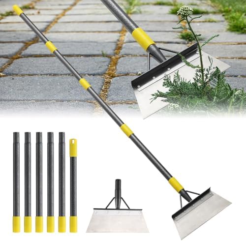 Unkraut Entferner Gerät, Multifunktionale Flache Gartenschaufel, Unkrautschaber mit Stiel Verziehbar 235 cm Gartenreinigungsschaufel, Moosentferner zum Jäten, Kratzen, EIS Entferne