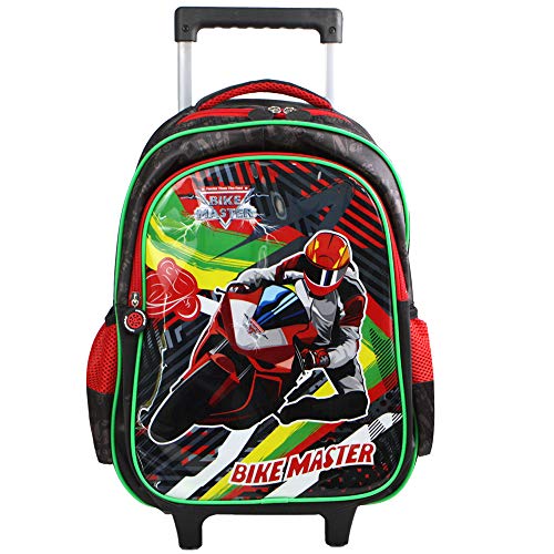 Kit Escolar Infantil Com Mochila de Rodinhas + Lancheira + Estojo Motocicleta (Vermelho)