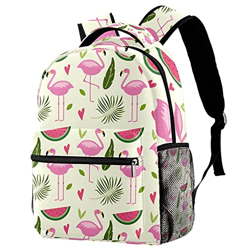 Sac à dos voyage pastèque et flamant rose à double compartiment et filet gourde