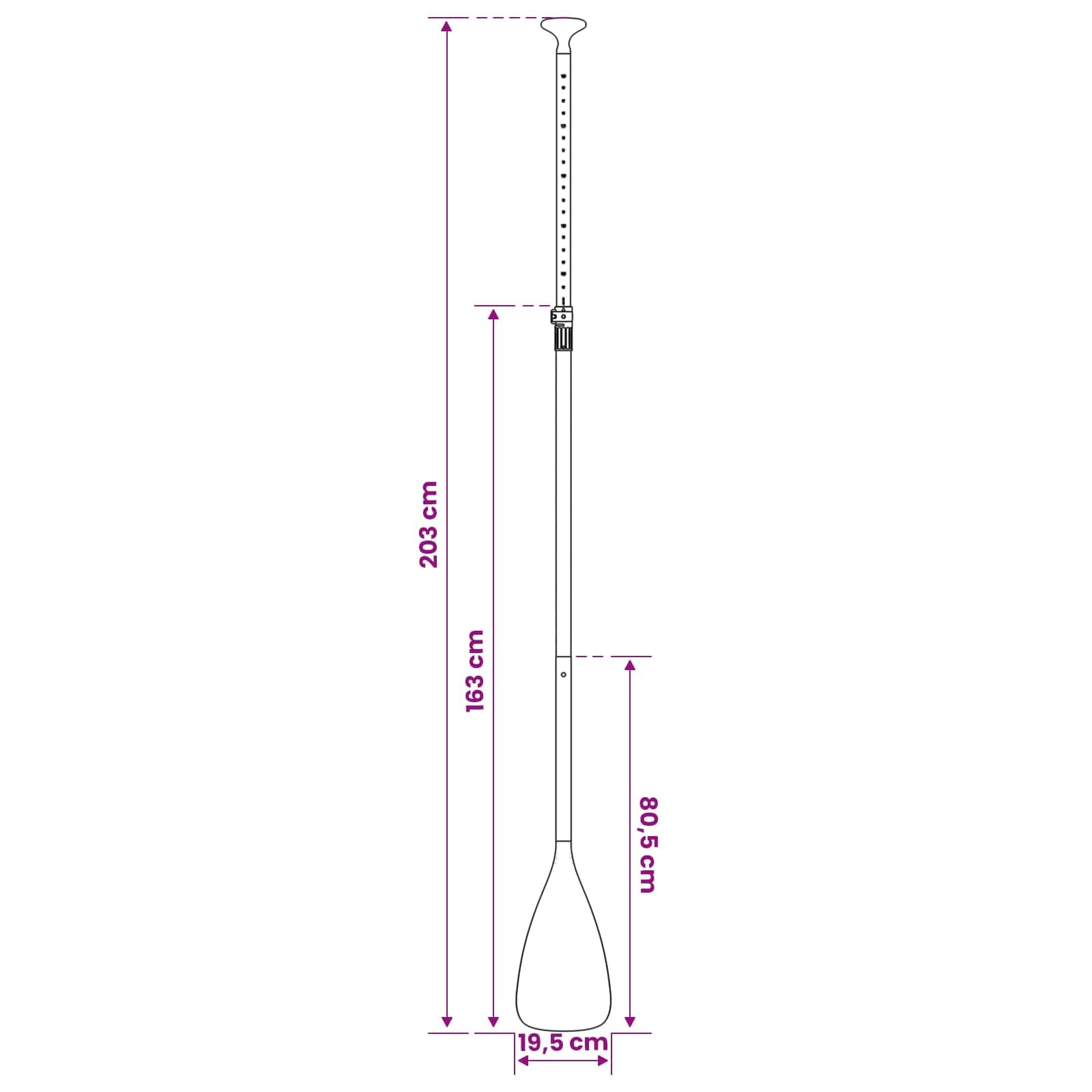 vidaXL 2 in 1 Kajak & SUP Paddle 203 x 19,5 cm Schwarz, Verstellbares Paddel, SUP, Wassersport, Outdoor, Flussgerät, Aluminium, Schwarz