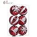 Valery Madelyn 6ct 100mm Traditional Red and White Shatterproof Christmas Ball Ornaments Decoration, Themed with Tree Skirt (Not Included)
