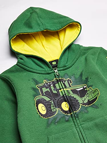 John Deere Boys' Little Fleece Hoody Zip Front, Green Tractor, 5 #TOP1