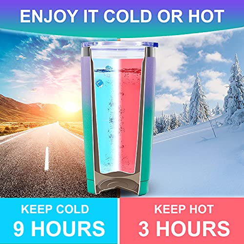 Athand 20 Oz Insulated Tumblers With Lid And Straw | Resting Beach Face Double Wall Stainless Steel Vacuum Coffee Wine Tumbler Funny Mug For Women Girls Christmas Gifts (Mint+Purple) #TOP1