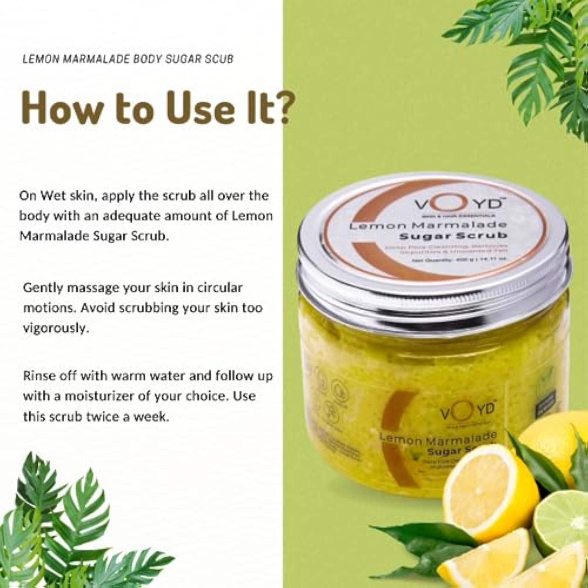 Lemon Marmalade Sugar Body Scrub, Nourishing & Glowing Skin