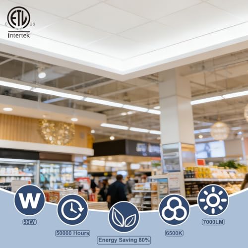Image of Linkable LED Shop Lights 4FT - 2 Pack 50W Hanging 7000LM Bright Led Shop Light, 6500K Daylight White Linkable 4FT Led Shop Lights for Workshop Garage Lighting Factory Warehouse Shop (ETL Listed)