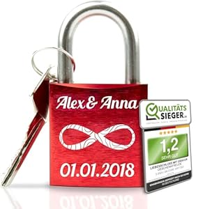Geschenkfreude Liebesschloss Vorhängeschloss mit Gravur