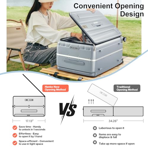Image of Hanke Multifunctional 26 Inch Hard Shell Suitcases with Wheels Travel Approved Luggage Large Rolling Suitcase Checked Luggage for Women Men(Grey)