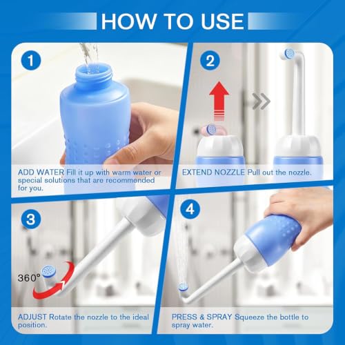 Image of Peri Bottle for Postpartum Care, 500ml /17oz Perineal Cleansing Bottle with 360 Spray & Extendable Nozzle, Upside Down Design for Post-Birth Recovery, Portable Maternity Bathroom Essential