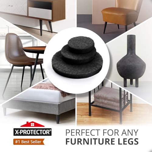Image of Felt Furniture Pads 235 PCS X-Protector! Huge Quantity of Black Furniture Pads for Hardwood Floors with Many Big Sizes - Your Ideal Wood Floor Protectors for Furniture. (Pack of 2)