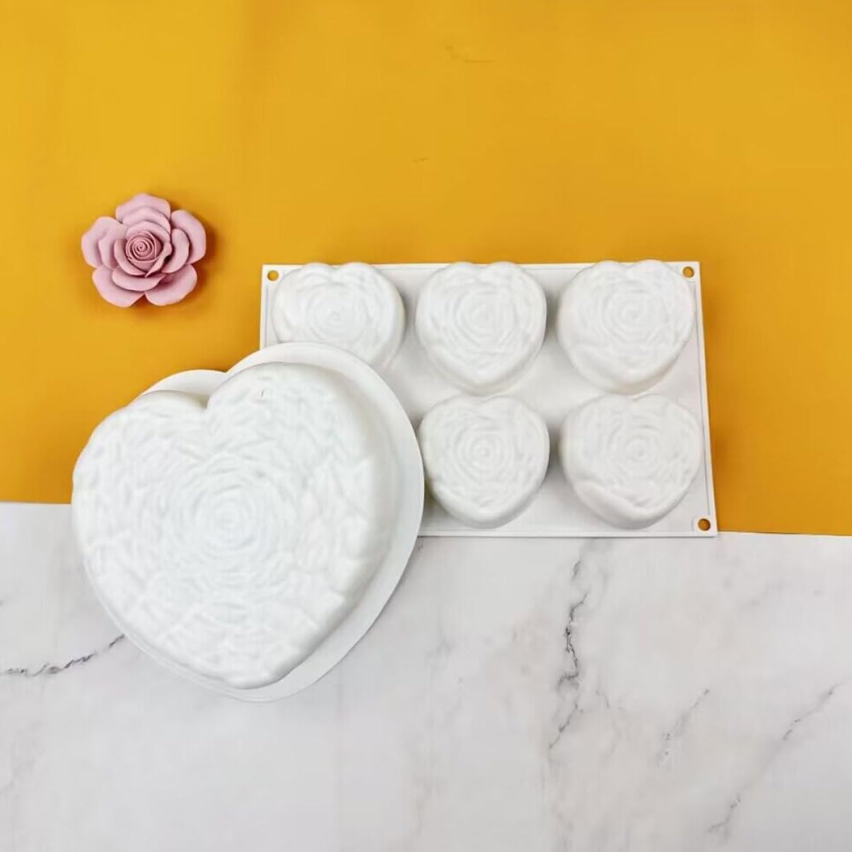 Amosfun 5 Pièces moule rose d'amour Pâtisserie cube fabricant de gâteaux moule à cake pops cupcake à cupcake s à chocolat s en silicone pour chocolat Gel de silice