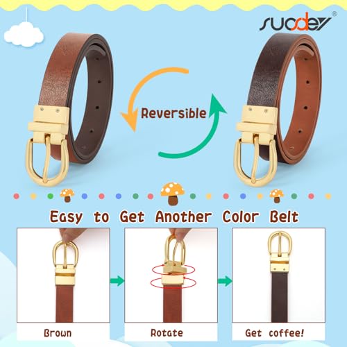 SUOSDEY Kids Reversible Belt for Boys and Girls Leather Belt for School Uniform Casual Jeans Back to School Fashion3