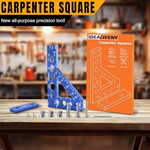 8-in-1 Carpenter Square and Center Finder, Small Aluminum Multi-Purpose Carpenter Tool with Center Marking Hole Woodworking, Metal Multi-Angle Measuring Ruler with Position Pin/Angle Pin/Drill Bushing - Image 8