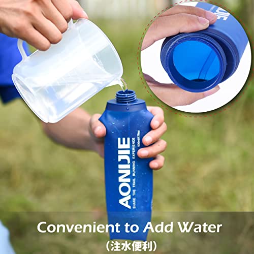 Azarxis TPU opvouwbare zachte fles, BPA-vrij, drinkfles, waterfles voor drinkrugzak, fiets, klimmen en sport, 500 ml - 2 stuks met 2 rietjes) - Image 6