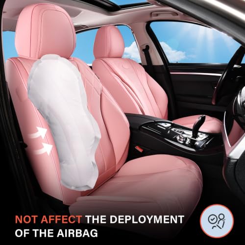 Image of Coverado Seat Covers, Auto Seat Covers 5 Seats, Pink Driver Seat Covers, Waterproof Car Seat Cushion Protector Universal Fit for Most Cars SUV Trucks