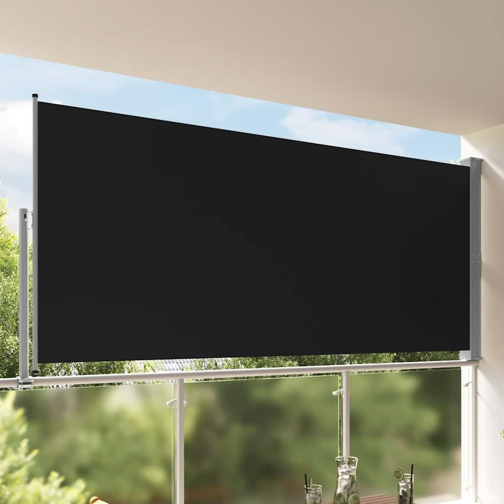 Store latéral hydrofuge et anti-UV noir 160x300 cm contre le vent de balcon
