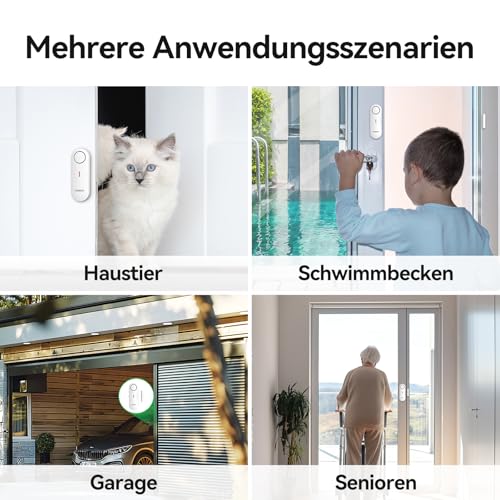 VOXON Türalarm, Fensteralarm Einbruchschutz, 2-in-1 Alarm/Türgong, 3-stufiger Lautstärkeregler, Alarmanlage Tür- und Fenstersensoren mit Sirene für Pool, Haus, Geschäft, Garage, Wohnung (2Pcs)