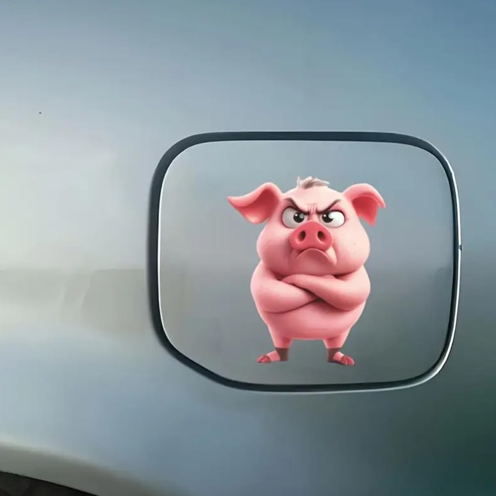 2-Pack 4.13"x5.12" Angry Pig Vinyl Sticker - Durable PVC Material for Cars, Trucks, Vans, and Laptops - Fun Cartoon Pig Decal, Weather-Resistan Outdoor Adhesive Decals #2BZ610 image 4