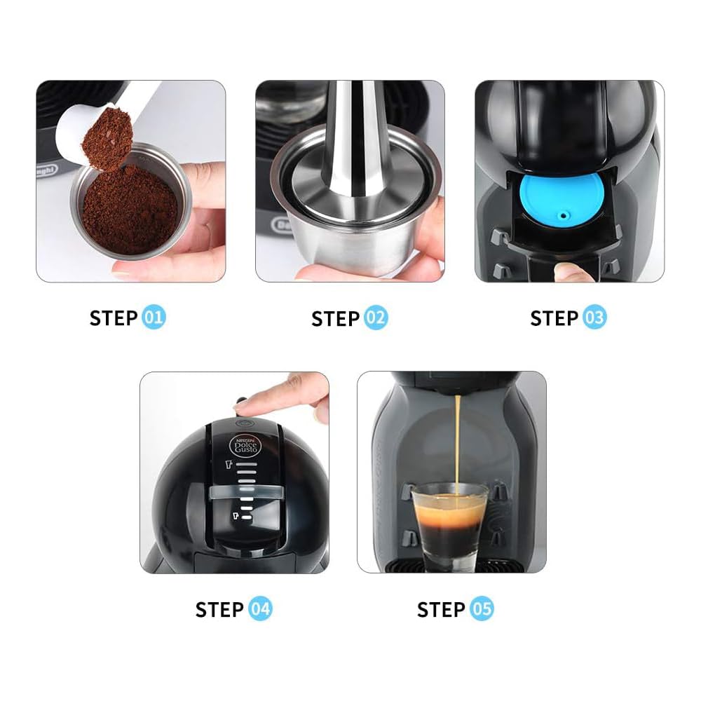 capsule ricaricabill ds riutilizzabill capsula filtro capsule compatibili ds in Acciaio Inox Coffee Capsule 3 tazze +Cucchiaio di plastica + Spazzola