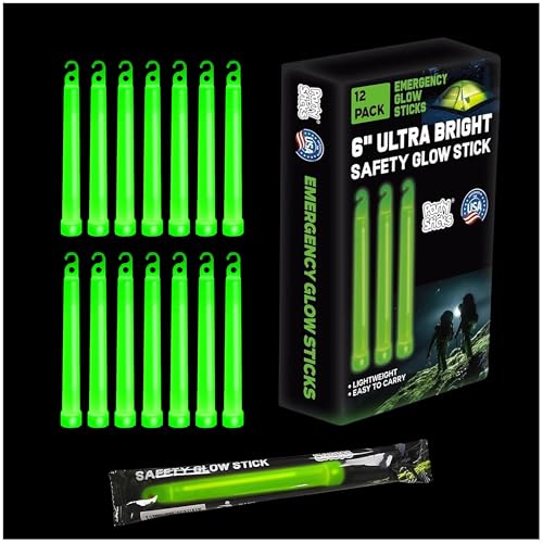 PartySticks Emergency Glow Sticks - 12 Ultra Bright Individually Wrapped Military Grade Chem Lights - 12 Hour Bulk Tactical Light Sticks for Survival Gear, Camping, and Power Outages