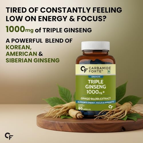 Image of Carbamide Forte Ginseng capsules for men | ginseng with ginkgo extract | Energy, Focus & Stamina Support - 60 Tablets