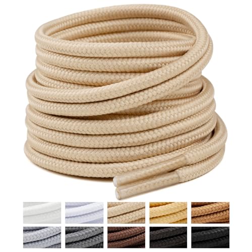 Image of Handshop 2 Pairs Round Boots Shoelaces, Heavy Duty Outdoor Shoe Laces | Replacement Shoestrings for Hiking, Running, Sporting Shoes and Work boots, Sturdy and Robust, 28 Colors, 30-63 inch Length