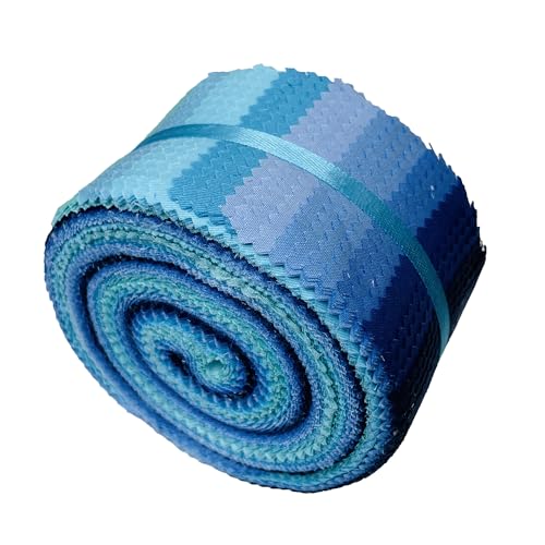40 Strip Jelly Roll Fabric Strips for Sewing, 100% Cotton for Quilting Crafting, Precut Bundles-2.5" x 44" Blue Solid Color Fabric - Image 2