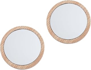 Alipis 2pcs Round Compact Makeup Mirror for Travel and Business Trips | Wood Finish, Portable Pocket Size, Delicate Style, for Lipstick Checks, Outdoor Activities and Valentine Gifting